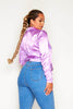 Tall Lilac Satin Long Sleeve Corset Top