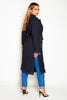 Black Stitch Detail Belted Duster Coat