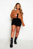 Tan Cord Cropped Borg Collar Jacket