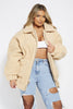 Beige Borg Ovesized Front Pocket Jacket