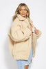 Beige Borg Ovesized Front Pocket Jacket