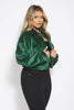 Emerald Green Cord Cropped Oversize Popper Jacket