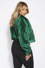 Emerald Green Cord Cropped Oversize Popper Jacket