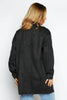 Black Faux Suede Cocoon Coat