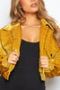 Mustard Cord Cropped Oversize Popper Jacket