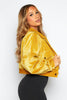 Mustard Cord Cropped Oversize Popper Jacket