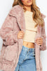 Pink Teddy Oversize Front Pocket Coat