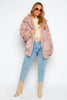 Pink Teddy Oversize Front Pocket Coat