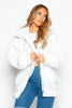 White Oversize Borg Jacket with Front Pockets