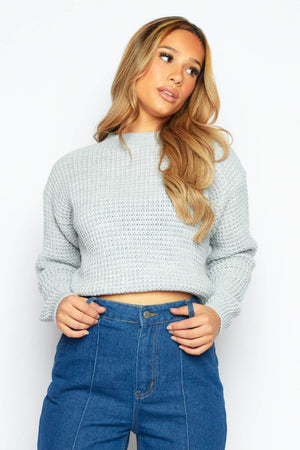 Grey Knit Crew Neck Jumper