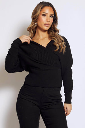 Black Twist Batwing Jumper