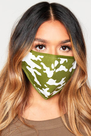 Green Camo Cotton Reusable Cloth Face Mask