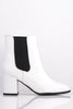 White Pu Pointed Ankle Boots