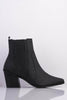 Black Croc Pu Pointed Ankle Boots
