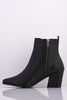 Black Croc Pu Pointed Ankle Boots