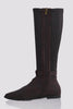 Brown Pu Contrast Stretch Knee High Boots