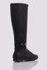 Black Pu Textured Stretch Knee High Boots