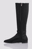 Black Pu Textured Stretch Knee High Boots