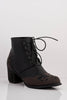 Black Pu Contrast Suede Cut Out Western Boots