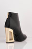 Black Pu Ankle Boots with Gold Cut Out Heel