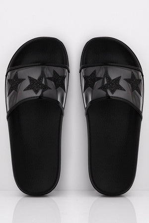 Black Sliders with Perspex Star Strap