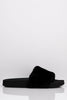 Black Faux Fur Slip On Sliders