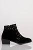 Black Faux Suede Ankle Boots with Silver Studs