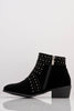 Black Faux Suede Ankle Boots with Silver Studs