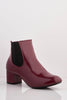 Burgundy Patent Contrast Ankle Boots