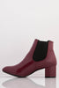 Burgundy Patent Contrast Ankle Boots