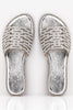 Silver Pu Cut Out Diamante Embellished Sliders