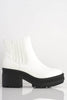 White Patent Chunky Ankle Boots