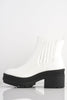 White Patent Chunky Ankle Boots