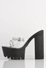 Gem Embellished Perspex & Black Platform Mules