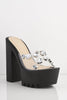 Gem Embellished Perspex & Black Platform Mules