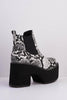 Black Snake Chunky Platform Ankle Boots