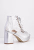 Silver Pu & Perspex Cage Lace Up Boots