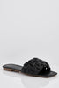 Black Woven Padded Leather Look Sliders