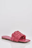 Fuchsia Woven Padded Leather Look Sliders