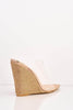 Champagne Patent Dagger Perspex Diamante Wedges