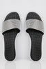 Black Croc Pu Sliders with Diamante Strap