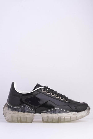 Black Pvc Chunky Clear Sole Trainers