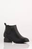 Black Pu Ankle Boots with Cut Out Heel