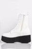 White Pu Chunky Platform Lace Up Boots