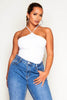 White Halter Slinky Crop Top