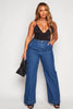 Dark Wash High Waist Mom Jeans with Piping