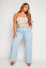 Light Wash High Waist Mom Jeans with Piping