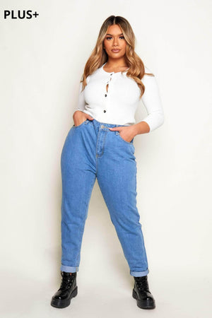 Plus+ Mid Wash High Waist Skinny Jeans