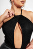 Black Plunge Lace Contrast Bodysuit
