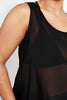 Black Semi Sheer Oversize Vest Top
